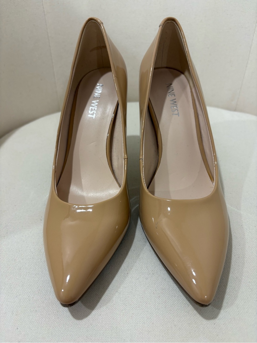 Nine West Classic Nude Patent Pointy Toe Dress Pumps - 7M